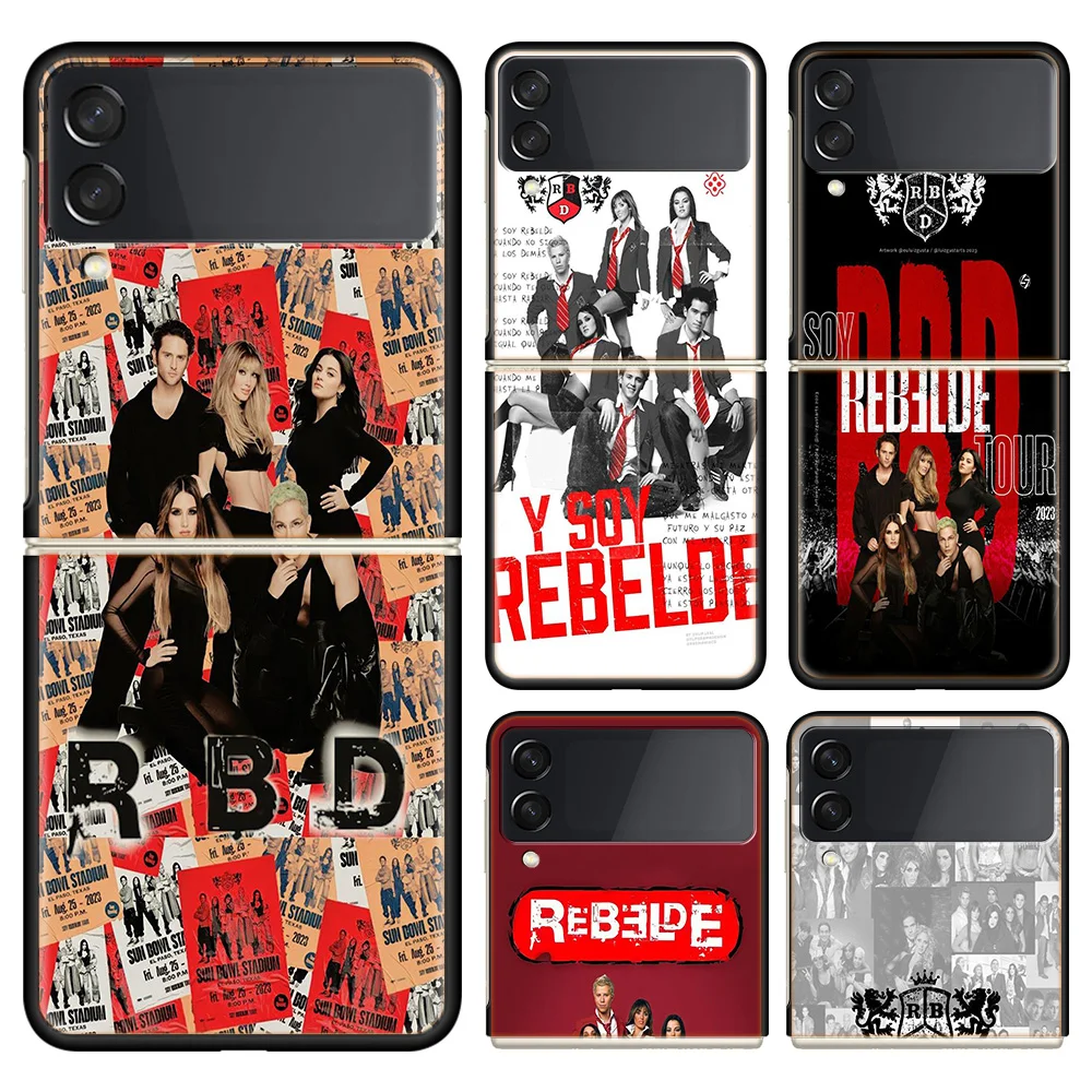 F-Fashion RBD R-Rebelde Phone Case For Samsung Galaxy Z Flip 6 4 3 5G Funda Black Coque Hard PC Luxury Cover Z Flip 5 Capa Fashi