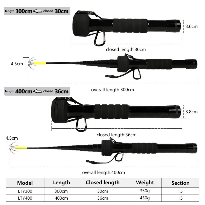 4/3M Telescopic Squid Gaff Anchor Hook Fishing Hook Cuttlefish Squid Octopus 6claw Hooking Easy Catch Fishing Gear Supplies view 5