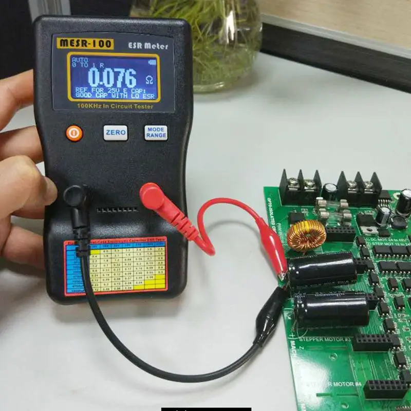 ESR Voltage Meter Tester Capacitance Ohm MESR-100 V2 0.001 to 100R Resistance Meter Professional Auto-ranging Capacitor