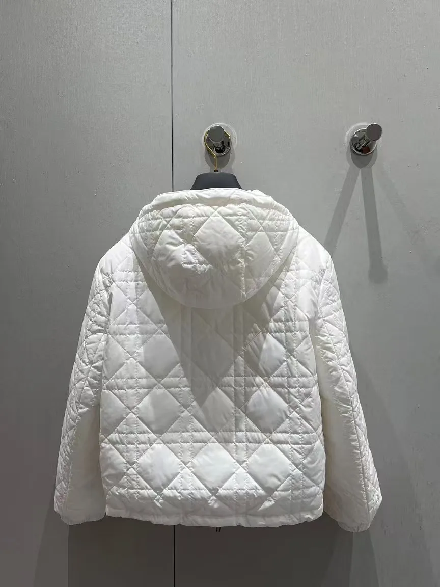 High end customized women's white hooded cotton jacket