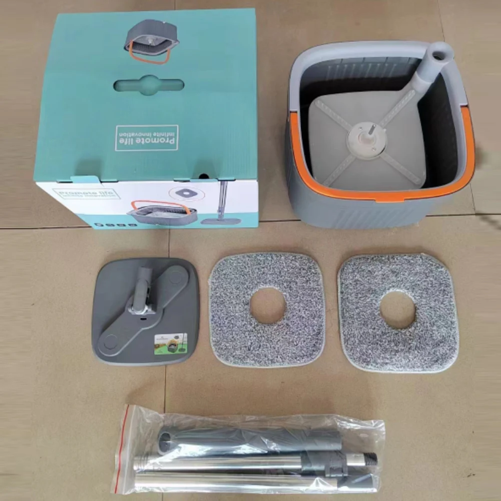 Mopa Giratoria de Microfibra Cuadrada, Uso en Seco y Húmedo, Limpieza con Rotación de 360 Grados, Manos Libres, para Hogar y Oficina