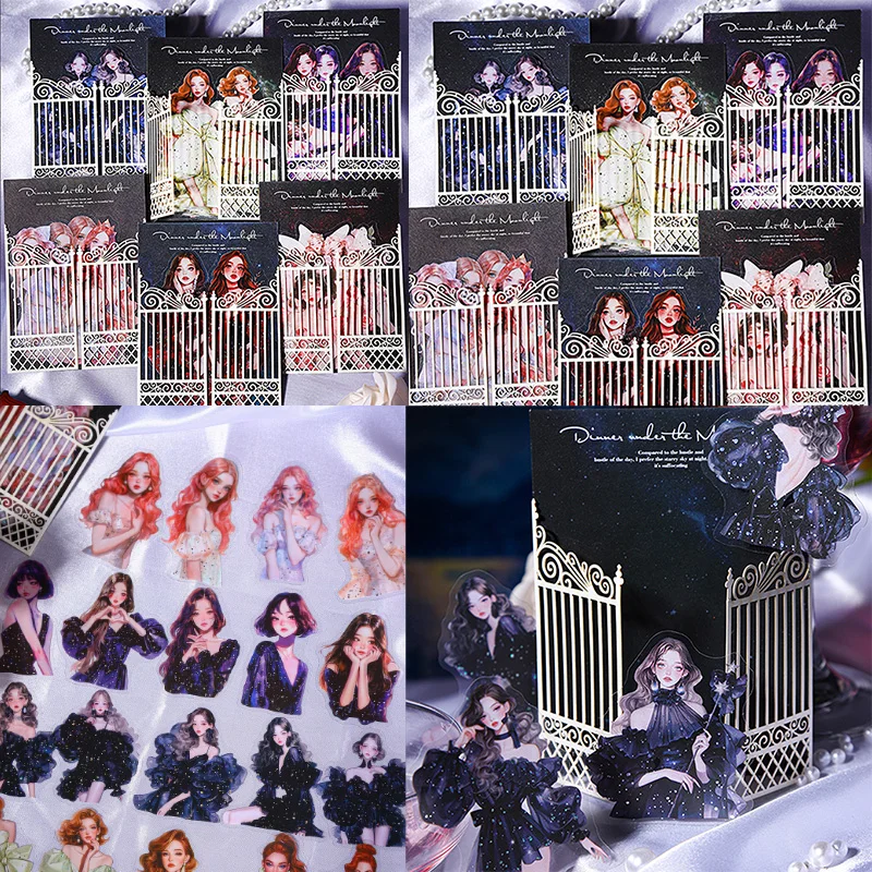 

Mr Paper, 1 стиль, 240 шт./пакет, наклейки с персонажами серии «Ужин в лунном свете», милые наклейки, эстетические наклейки