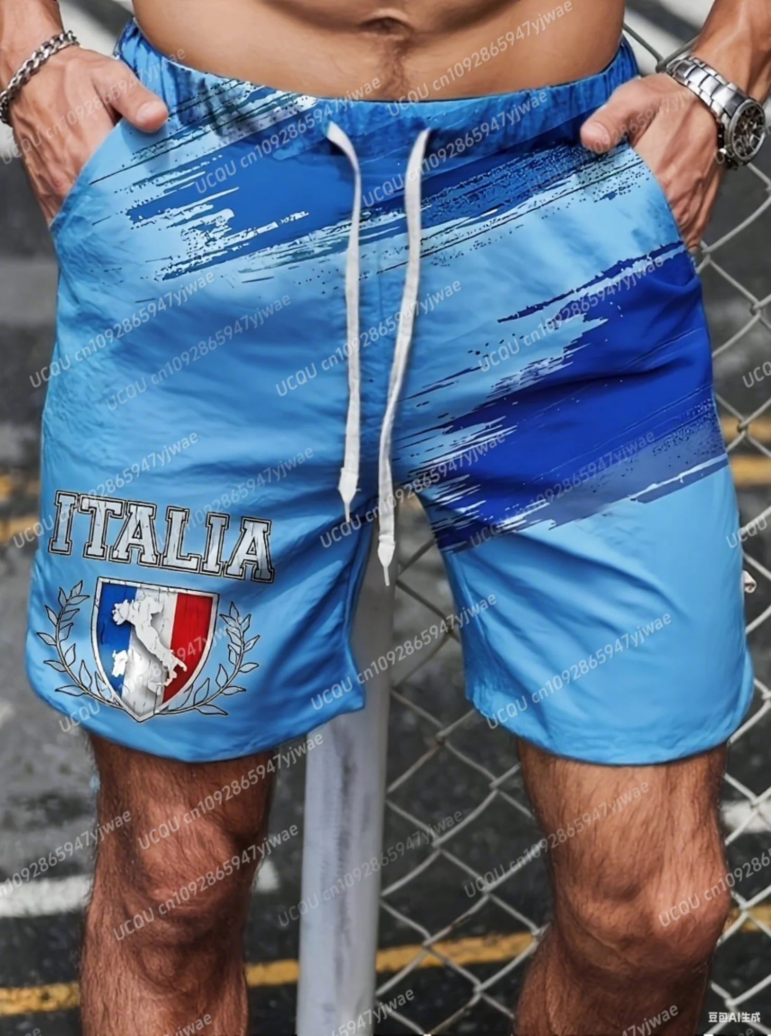الصيف الرجال إيطاليا العلم طباعة السراويل موضة البوليستر سريعة الجافة مجلس السراويل الذكور الرياضة رياضة ملابس السباحة تصفح السباحة جذوع للرجل