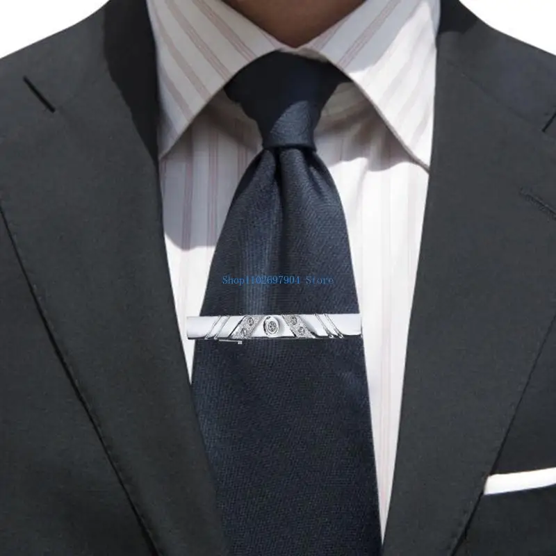 N7YF Alloy Tie Clip Men Wedding Necktie Clip Gentlemen Diamond Tie Bar Pinch Clips