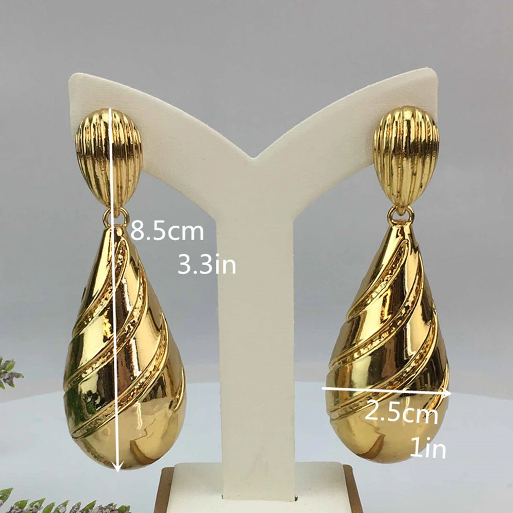 Yuminglai Fashion Luxury Dubai Jewelry Accessories Superior Quality Big Water Drop Earrings for Women FHK18237