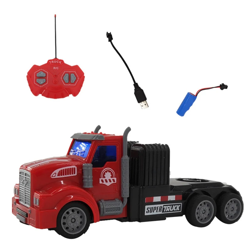 Red RC Truck 1:48 Remote Control Car Engineering Vehicle Semi-trailer Tanker Radio Control Toys for Boys Children Christmas Gift