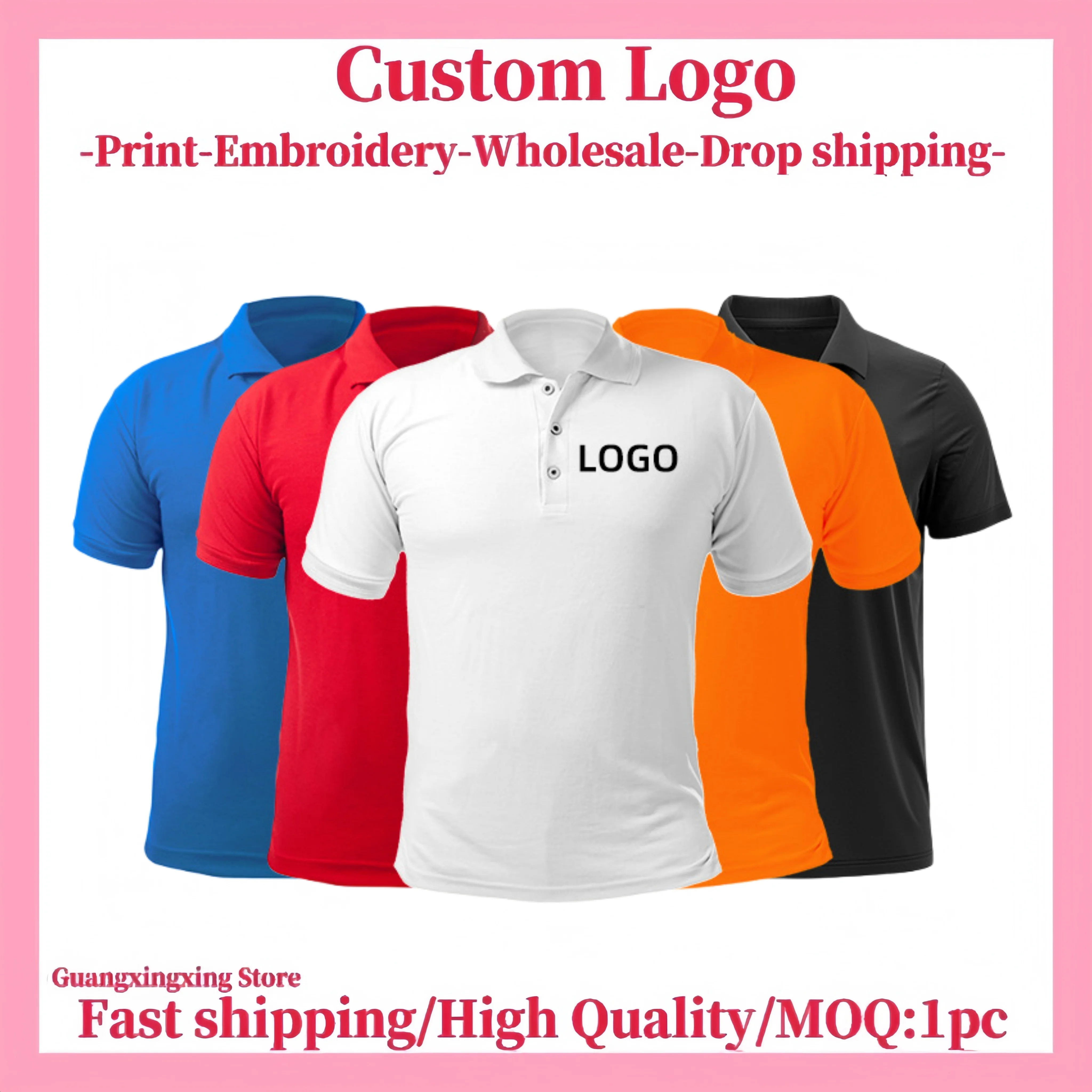 

100 cotton high-quality custom Polo shirt T-shirt casual design men's and women's custom clothing logo printing embroidery.