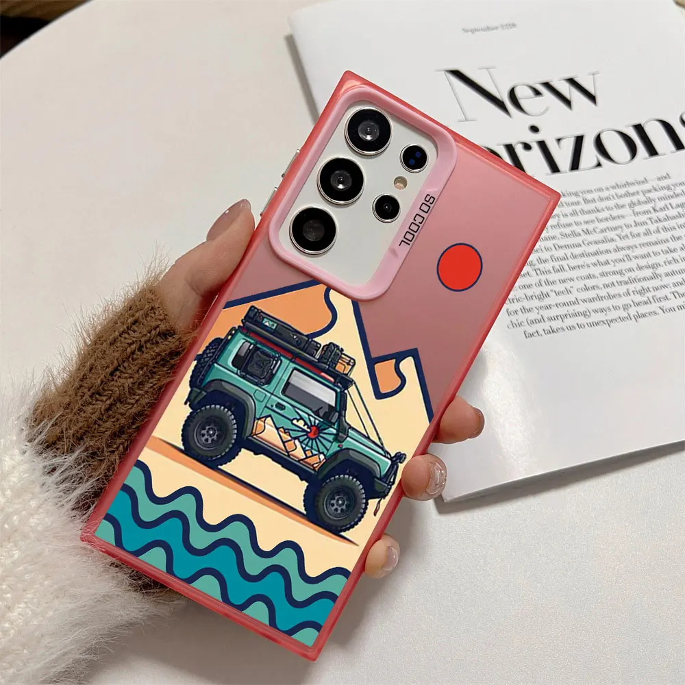 Silver IMD Shockproof Phone Case For Samsung Galaxy A71 A72 A73 A56 A55 A54 A53 A52 A52s A51 A50 4G 5G Cartoon Car Pattern Cover view 5