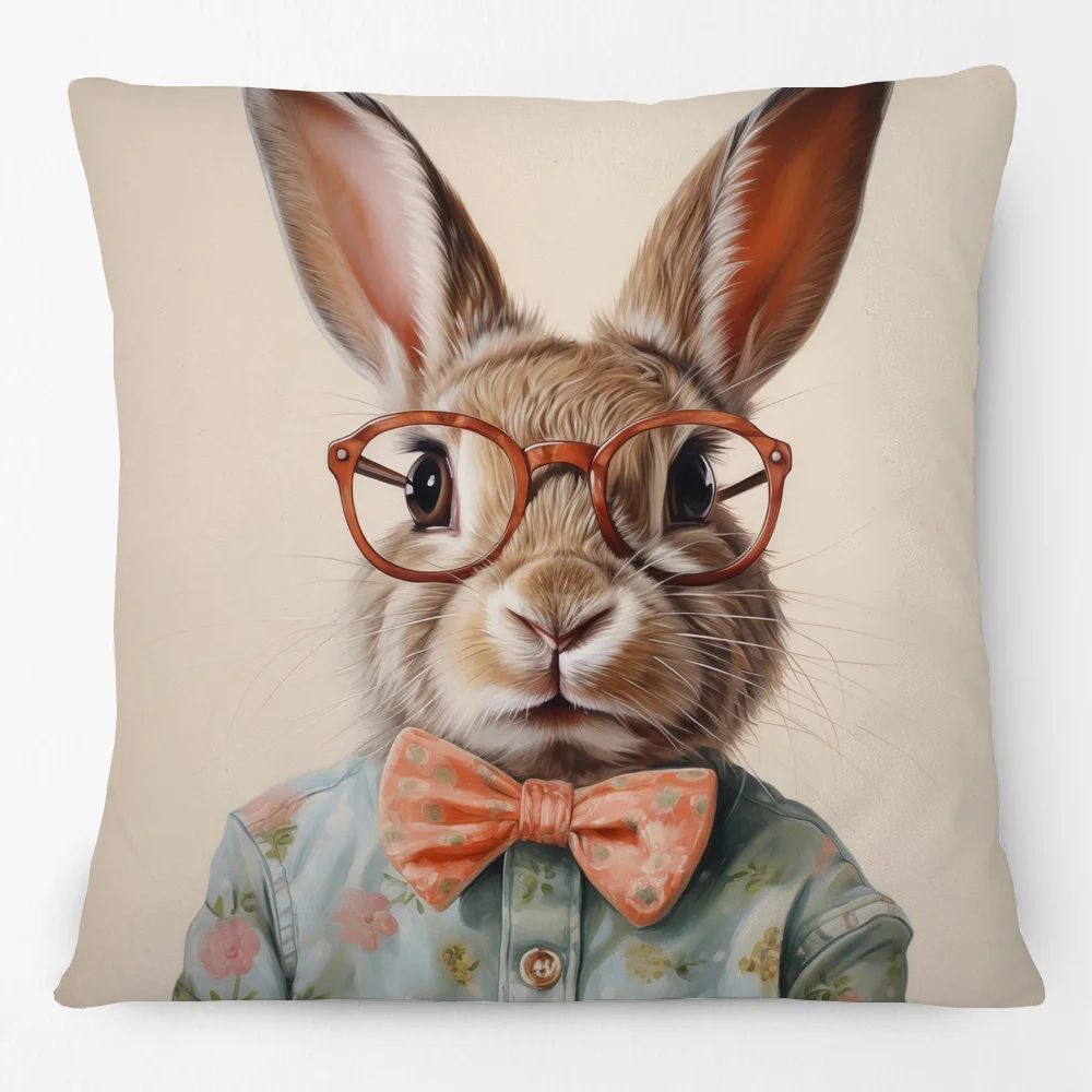 Victorian Farm Animals Portraits Cushion Cover Pig Maltipoo Dog Cat Bunny Cheetah Zebra Print Decor Pillow Case
