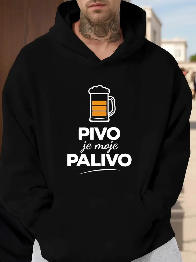 

Men's Loose Fit Hooded Sweatshirt 270g, Black Streetwear Pullover, American Style Casual Hoodies, Suitable for Winter Seasons