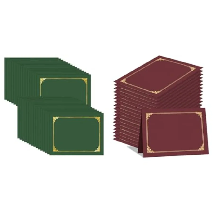 

30 Pack Green Certificate Holders and 50 Pack Burgundy Certificate Covers with Gold Foil Border for Letter Size 8.5x11