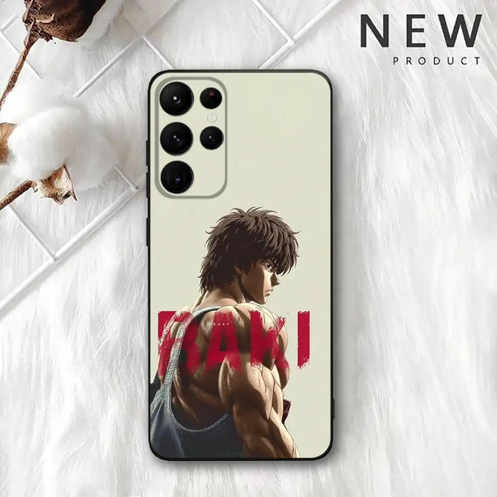 Funda de teléfono Comic H-Hanma Baki para Samsung S 25,24,23,22,30,21,10,9,Ultra,Plus,Lite,FE,4,5G, funda blanda negra