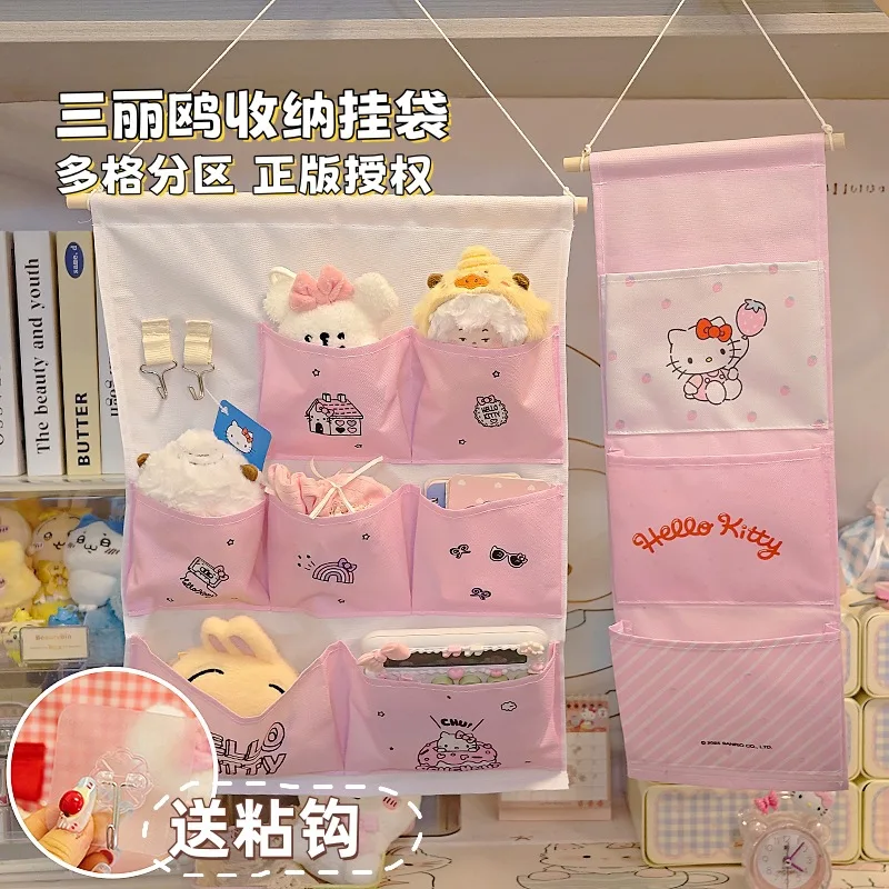 Sanrio Hello Kitty Storage Hanging Bag Dormitory Bedroom Living Room Cartoon Cute Multi Category Door Hanging Storage Bag