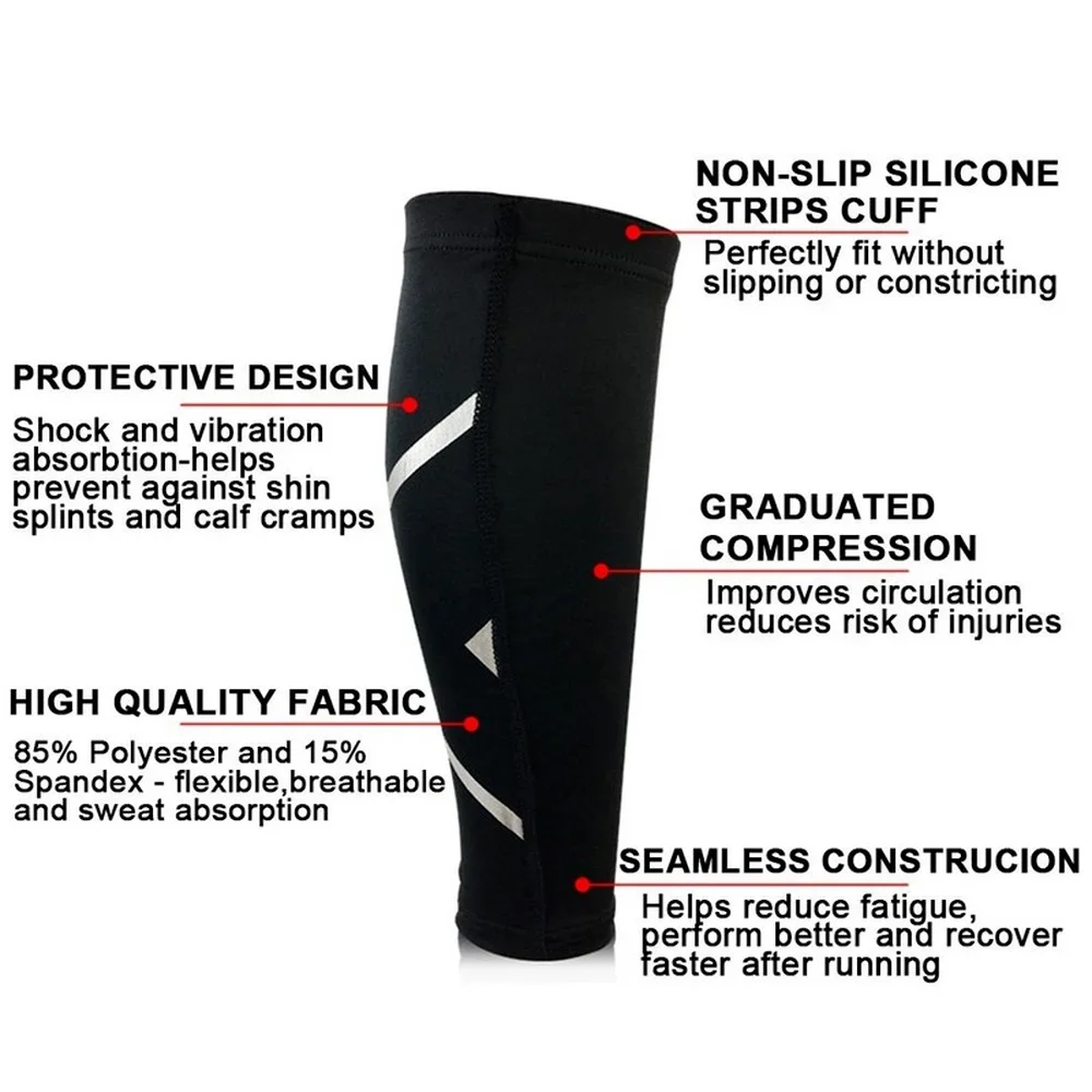 2Pcs Calf Compression Sleeves Leg Support Brace Shin Splint & Calf Pain Relief  for Running Cycling Training Football Basketball