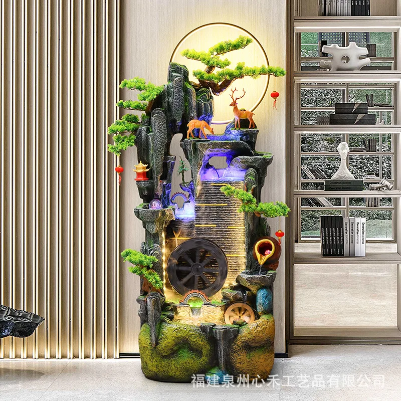 Yjq new Chinese rockery fountain flowing water ornament living room office feng shui lucky floor decoration