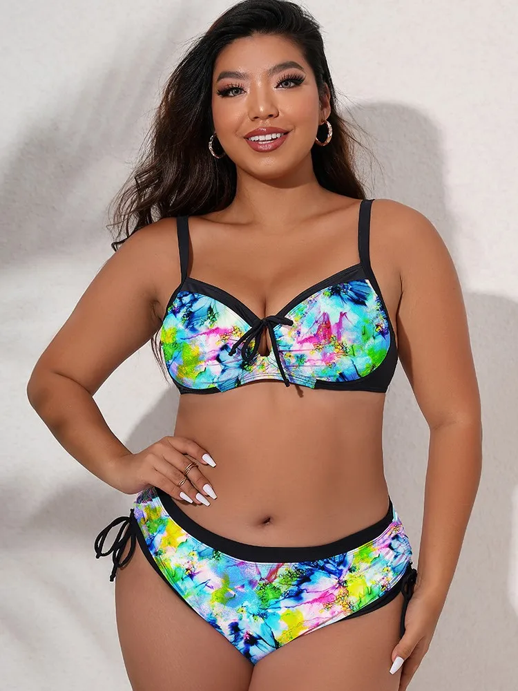 L-4XL Plus Size High Waist Bikini Women's Push Up Large Size 3XL 4XL Swimsuit Summer Mujer Tummy Control Swimwear Bikini Sets view 4