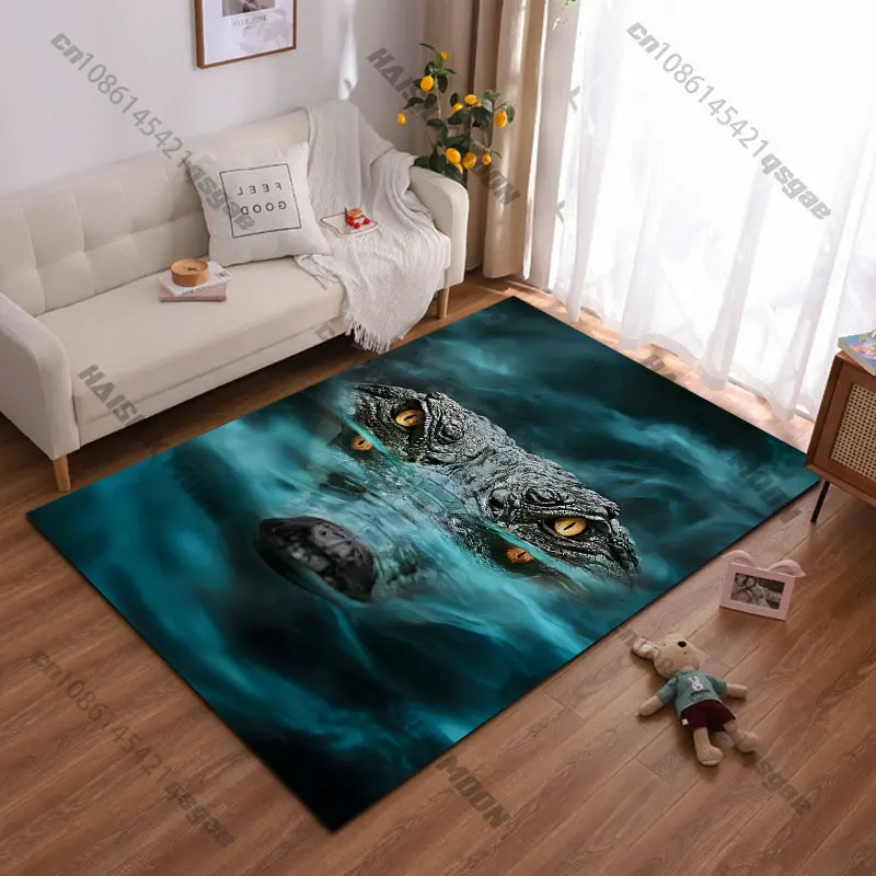 Crocodile lurking in water carpet Yoga living room room decor children's crawling mat doormat area rug games mat