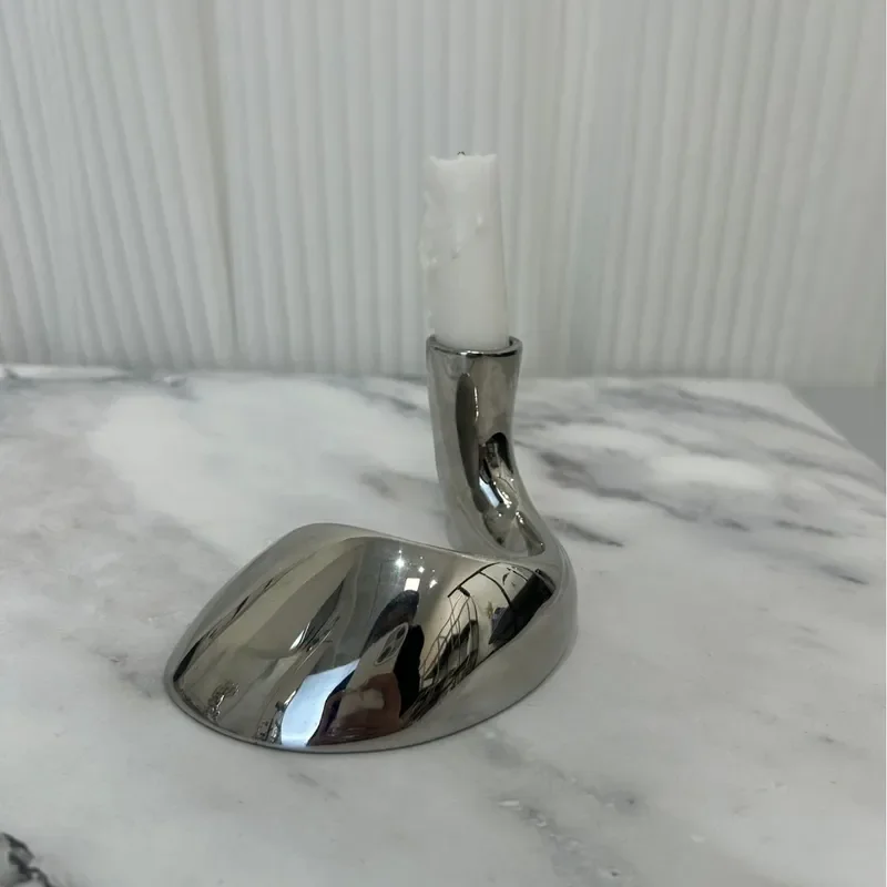 Modern Stainless Steel Candle Holder Retro Metal Decorative Stand Simple Luxury Home Ornament Creative Festival Table