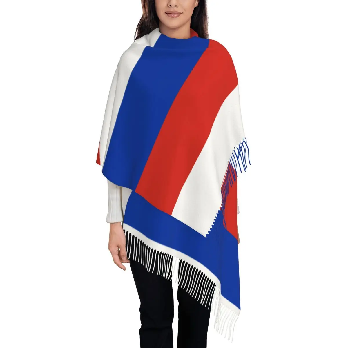 Russia Flag Shawl Wraps for Womens Warm Large Soft Scarf Soviet Russian CCCP Communist Socialist Pashmina Shawl Scarves