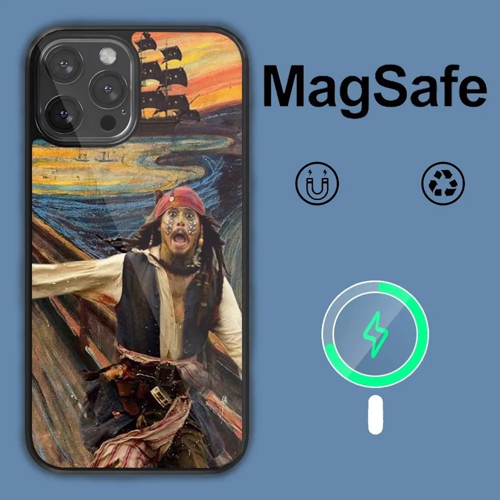 MINISO Pirates of the Caribbean Phone Case For iPhone 14 13 12 11 15 Pro Max Plus Magsafe Magnetic Cover