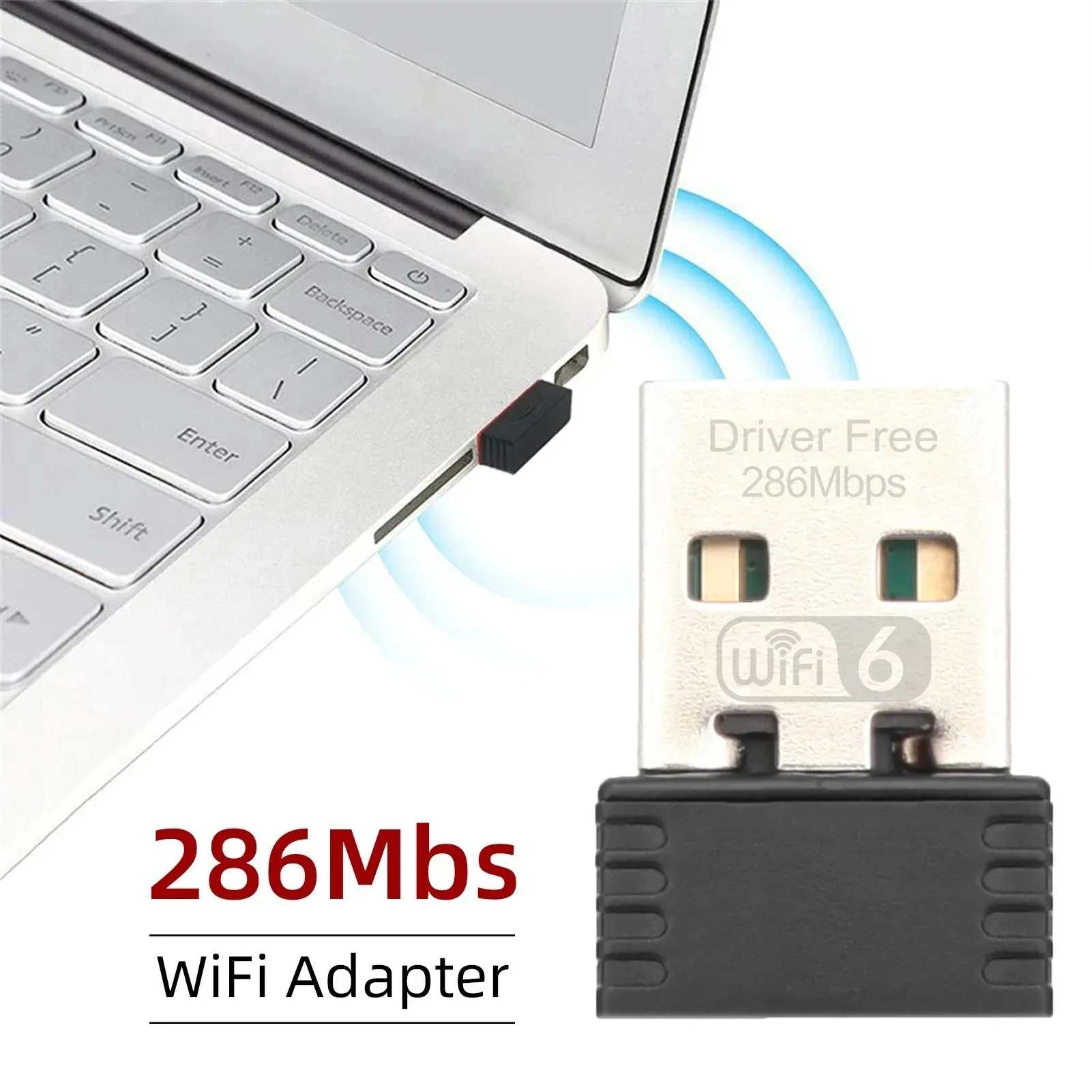 Karta sieciowa Mini USB WIFI 6 Dongle 2.4GHz Wi-Fi Lan Adapter Driver Free do PC Laptop Windows 7 10 11 300M 150M Odbiornik