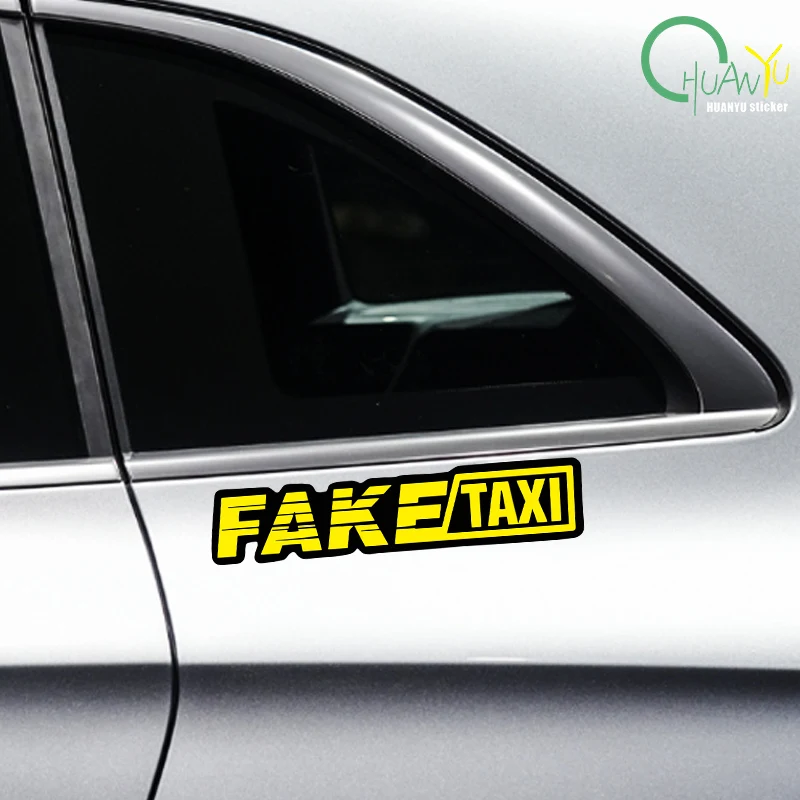 Yellow Fake Taxi Logo Pvc Waterproof Window Laptop Trunk Auto Motorcycle Car Sticker And Decals