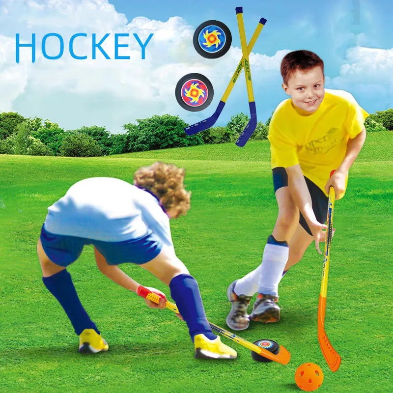 4pcs/set Kids Children Winter Ice Hockey Stick Training Tools Plastic 2xSticks 2xBall Winter Sports Toy fits for 3-12 years