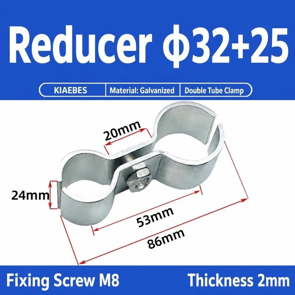 8‑Shape Double Tube Clamp Adjustable Zinc Plating Twin Hose Clamp Clamping Anti‑rust Dual Pipe Fixing Clip Pipeline‑fixing