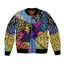 New Vintage Skull Bomber Jackets 2024 Autumn 3D Printing Jacket Hoodies Men/Women Casual Baseball Uniform Streetwear Sweatshirt