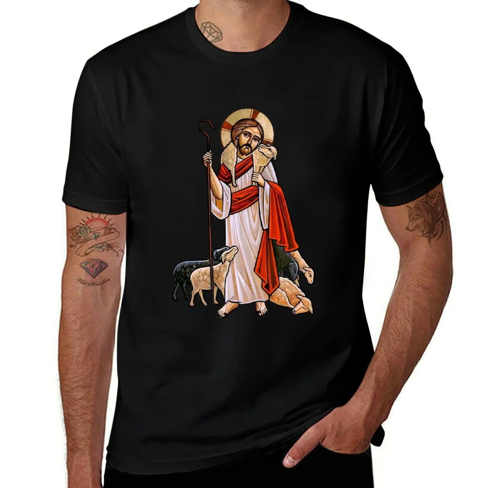 Coptic art, the good shepherd. The Coptic Eastern Church art T-Shirt Christmas Theme Tee Top T-Shirt