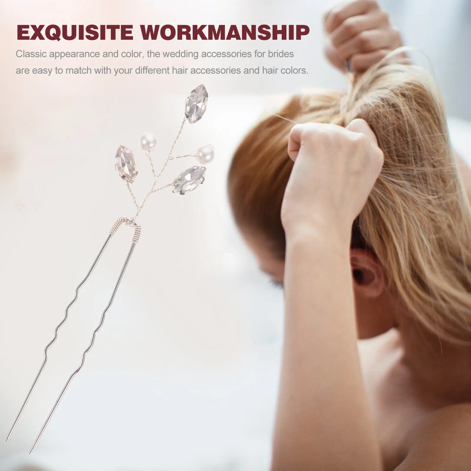 

6Pcs Delicate Pearl and Rhinestone Hairpins Wedding Hair Accessories for Brides Bridal Hair Pieces Prom Dating Anniversary