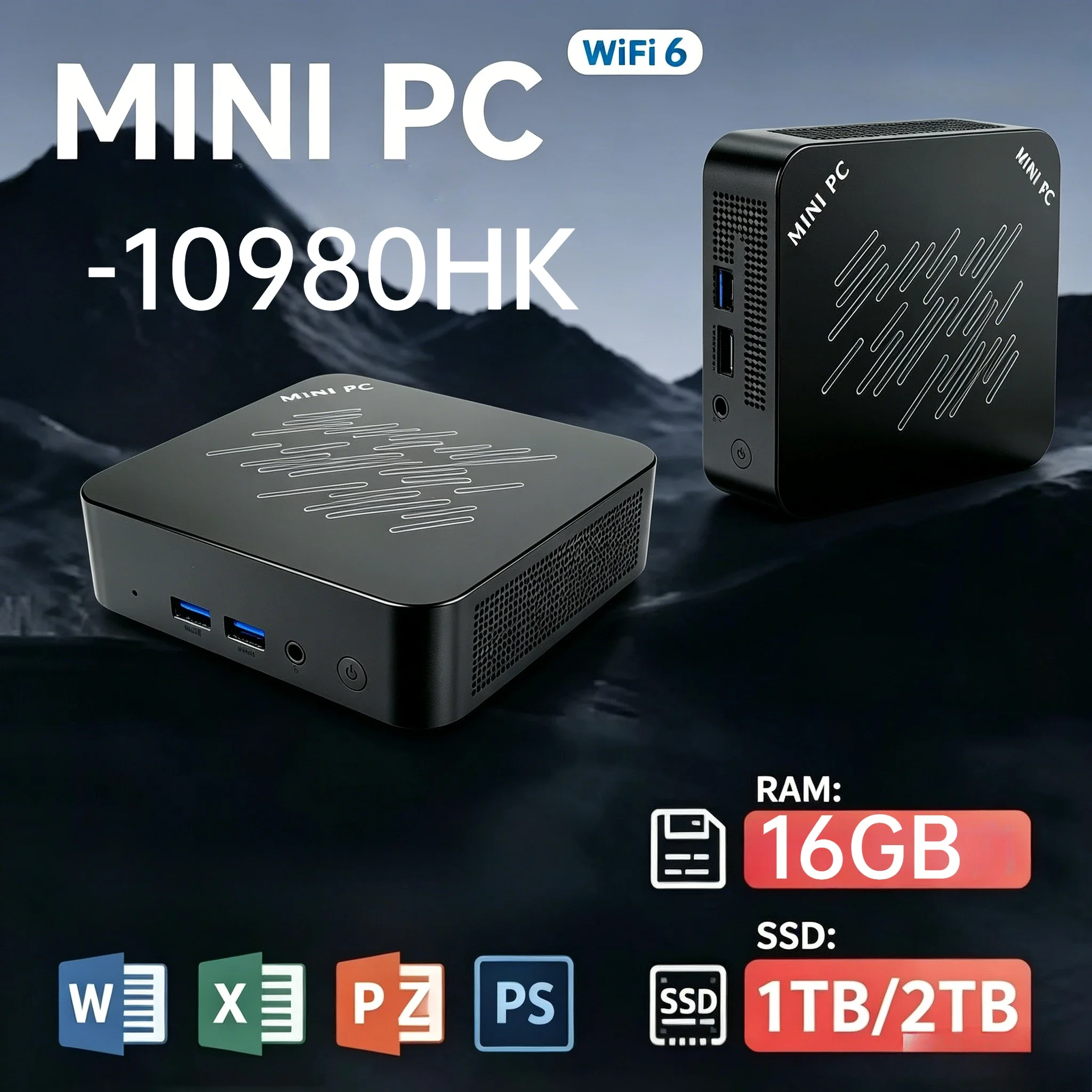 2026 New Mini PC Intel i9-10980HK 16GB RAM 1TB SSD WiFi USB3.0 Portable Desktop PC for Office Gaming