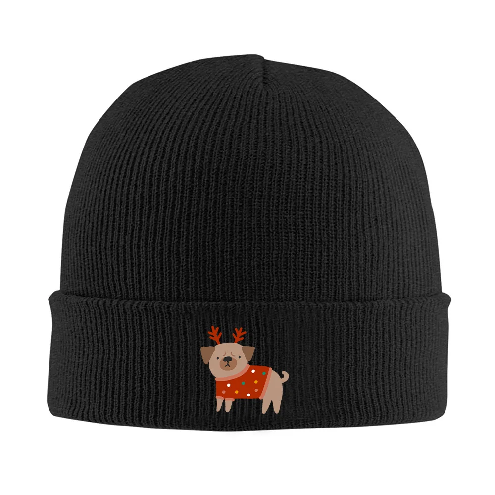 Christmas Dog Pattern Knit Beanie Hat Windproof Warm Winter Ski Hat with Pug/Schnauzer/Dachshund//Basset Hound/Beagle/Boxer Dog