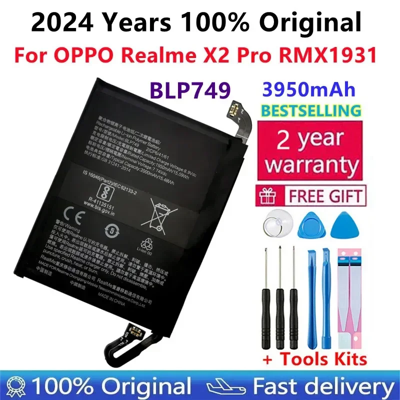 

2024 Original Phone Replacement Battery, 3950mAh, BLP749, OPPO Realme X2 Pro, RMX1931, 3950mAh, 100% New, High Quality