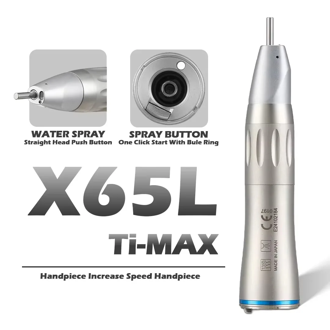 Dental 1:1 Drive Speed Straight Handpiece Fiber Optic for NSK Ti-MAX X65L Dentistry Low Speed Handpiece Blue Ring E Type Motor