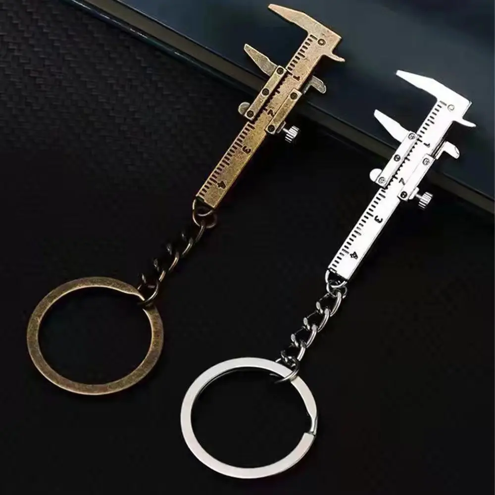 Mini Vernier Caliper Pocket Key Chain Keyring Ornaments Small 3D Movable Precision Measure Tool Accessories Slider Ruler Alloy