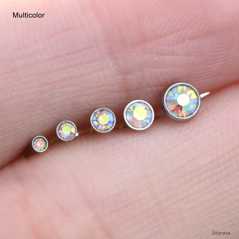 5Pcs Rainbow Blue Crystal Nose Ring Stud Set
