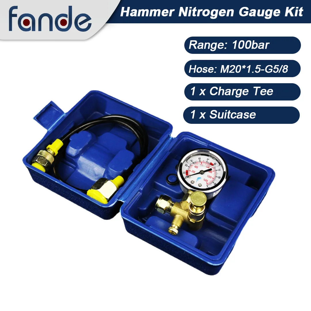 

Hammer Pressure Test Kit Nitrogen Charging Accessories 1400PSI for Breaker Hammer Device