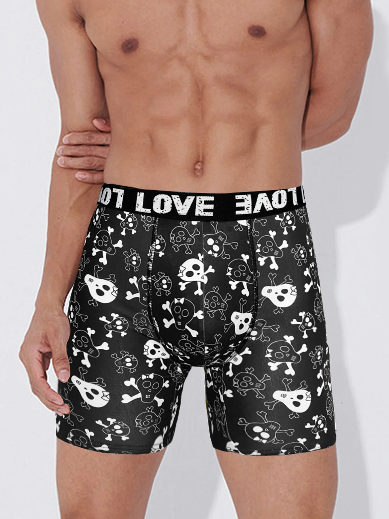 Men Shorts Underpants Fashion Plus Size Underwear Halloween Skull Print Boxers Sports Casual Soft Smooth