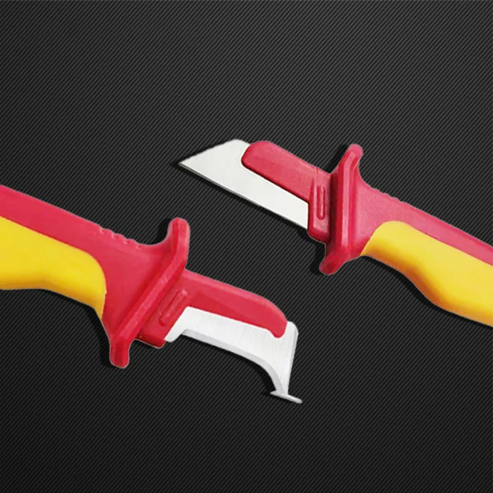Insulated Knives Electricians Wire Stripper Cable Stripping Snips Straight-Blade Rubber Handle-Peeling Hand-Tool