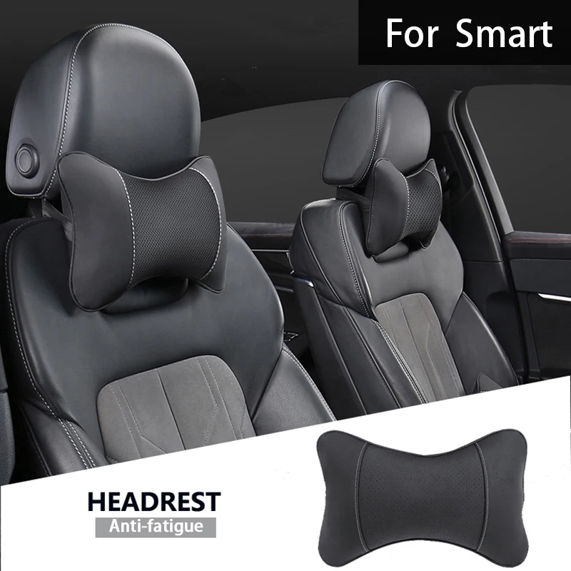 

1Pcs Car Seat Headrest Leather Auto Interior Head Neck Pillow For Mercedes Benz Smart Fortwo Forfour Forjeremy Forvision 451 453