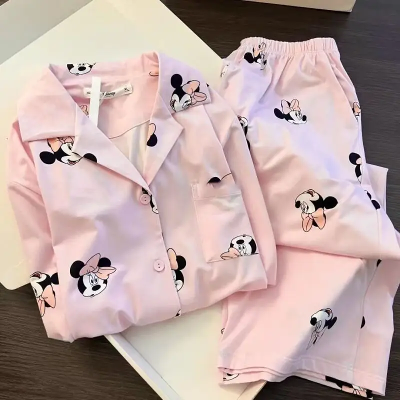 Cute Dot Cartoon Cute Pajamas Set for Women Lapel Neck Fashion Women's Pajamas Autumn Winter New Long Sleeve Sleepwear Students