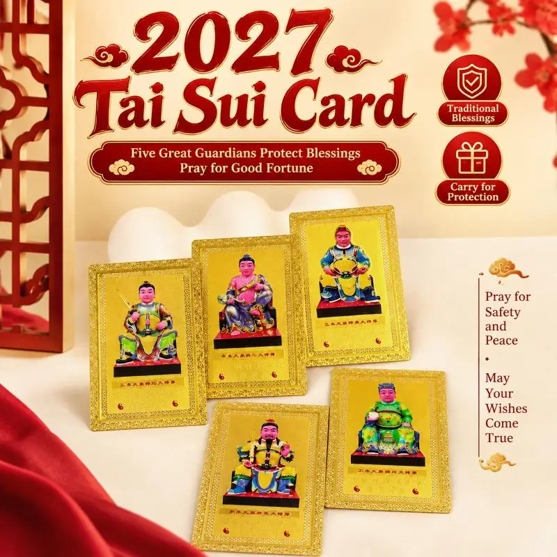 2027 Lunar Year Tai Sui  Gold Card Feng Shui Blessing Card For Safety Wealth Home Holiday Decor Gift