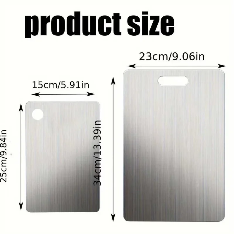 مجموعة ألواح تقطيع من الفولاذ المقاوم للصدأ مكونة من قطعتين - شديدة التحمل وغير قابلة للانزلاق للحوم والخضروات |   خالية من مادة BPA ومقاومة للصدأ