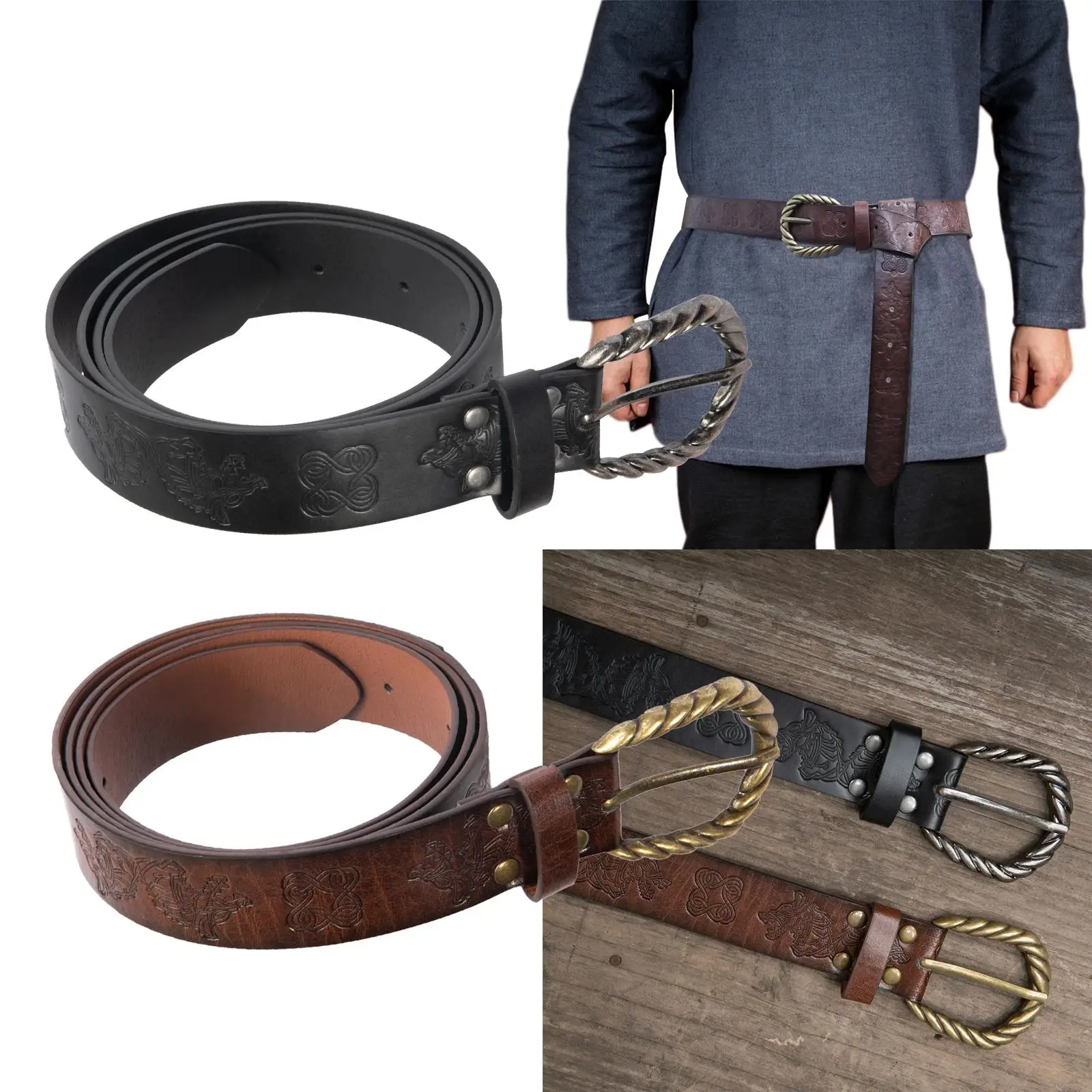 Embossed Medieval Belt, Accessories Alloy Buckle Knight Belt Animal Decor Waist Strap Prop Gift Trousers Halloween Costume