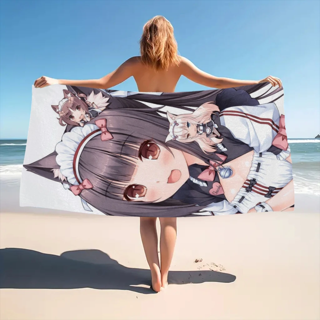 Anime Nekoparas Kawaii Cute Print Quick Dry Sandless Beach Blanket Soft Comfortable for Men Women Pool Towel