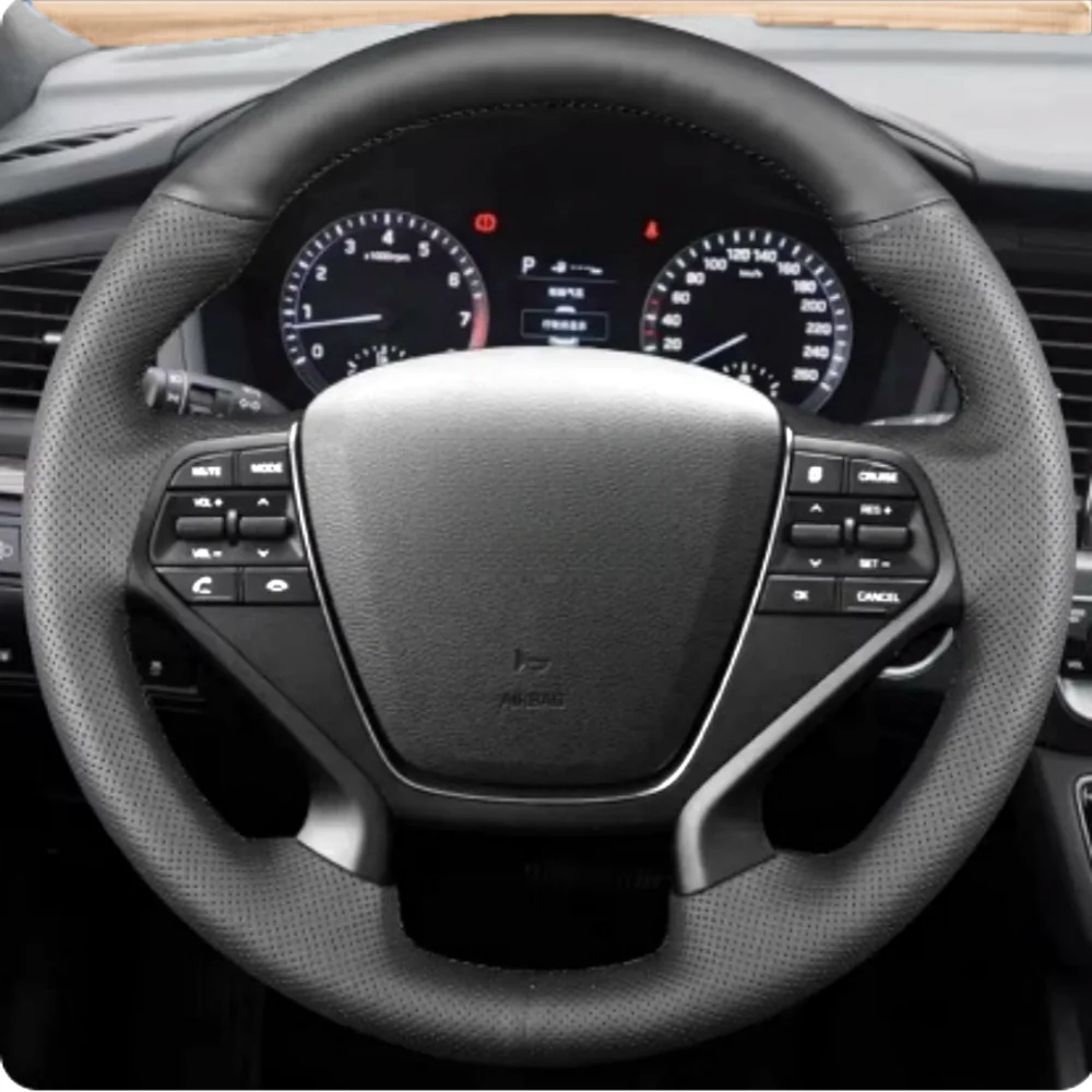

Black Car Steering Wheel Cover DIY Microfiber Leather For Hyundai Sonata 9 2015 2016 2017 (4-Spoke) Automotor Accessories