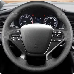 Black Car Steering Wheel Cover DIY Microfiber Leather For Hyundai Sonata 9 2015 2016 2017 (4-Spoke) Automotor Accessories