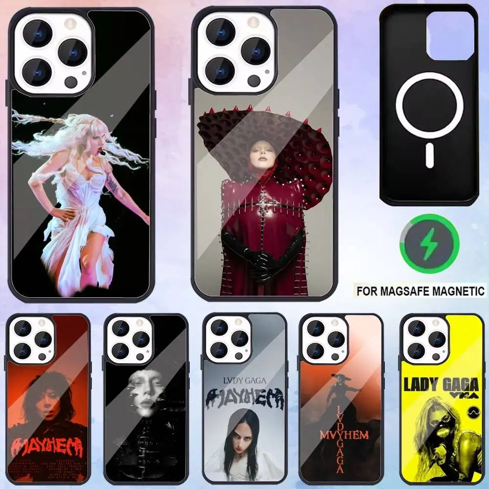 

Singer L-LADY G-GAGA M-MAYHEM Phone Case For iPhone17,16,15,14,13,12,11 Plus,Pro Max Magnetic Magsafe Wireless Charging