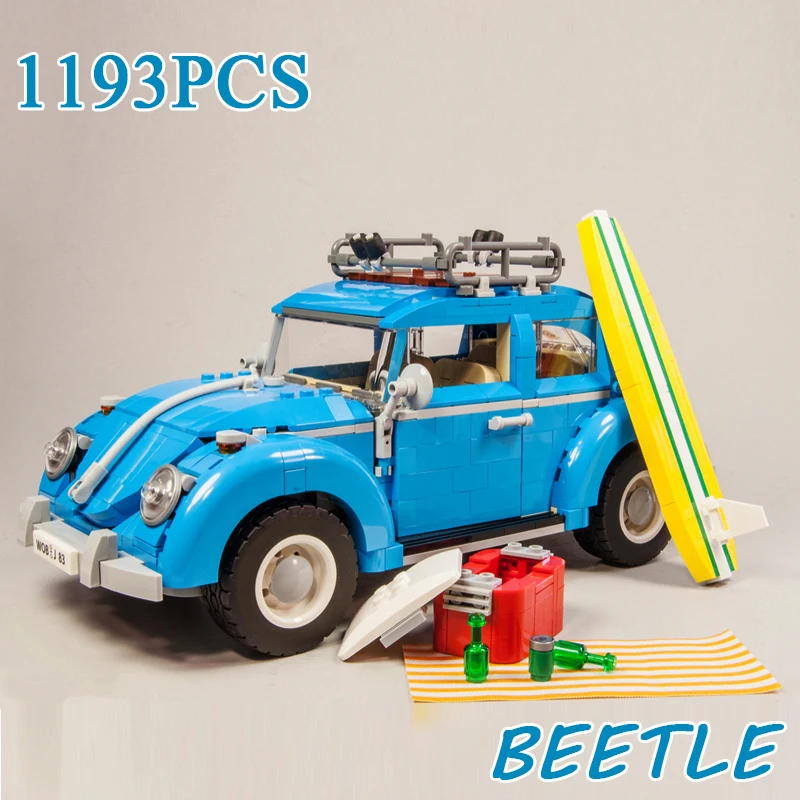 1193PCS Technical Bule Beetle Building Blocks 10252 High-tech Sportcars Model Assemble Vehicle Bricks Toys Kids Adult For Gifts